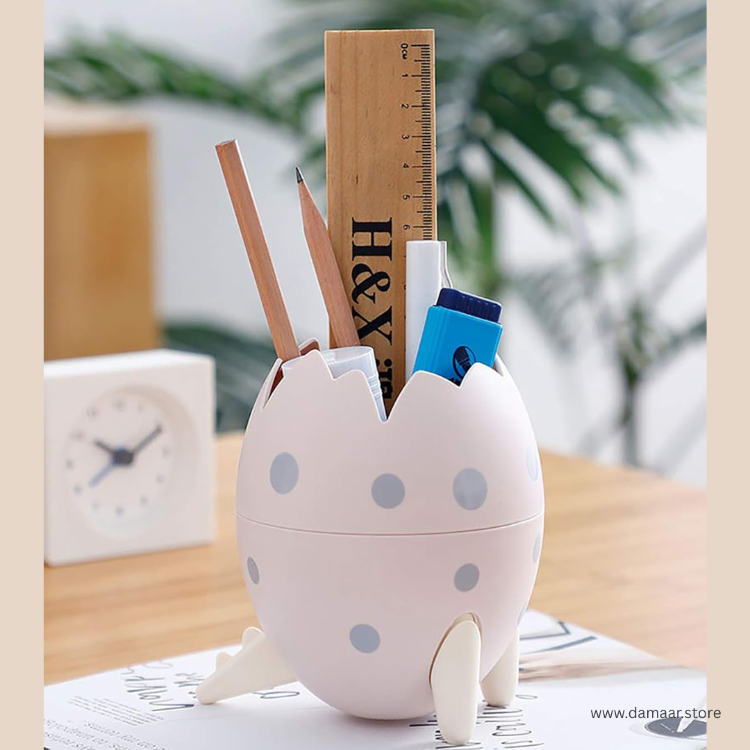 Dino Egg Pen Holder | Stationery and Makeup Organiser | Unique and Portable | Cute Design | Multipurpose Use