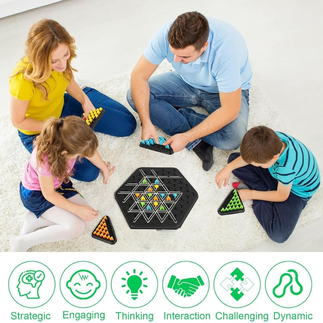 Chain Triangle Chess Game | Strategic Thinking | Brain Development | 2 to 4 Players | Creative Board Game for Teens Children and Family