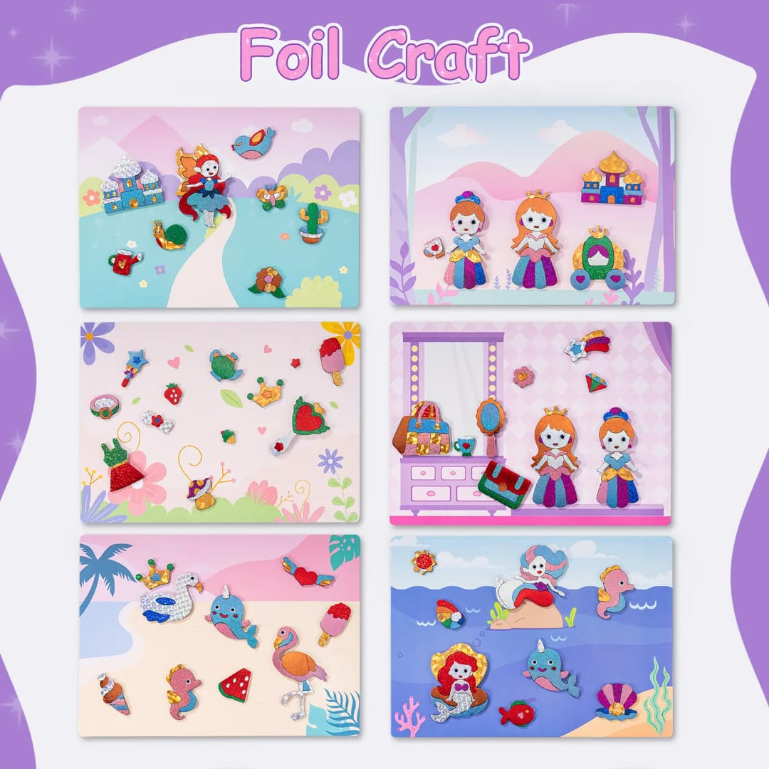 Sparkling Foil Art | Craft Activity | Spark Creativity | 100+ Stickers, 60 Colourful Sheets and More | Gift Box | Kids Ages 4+
