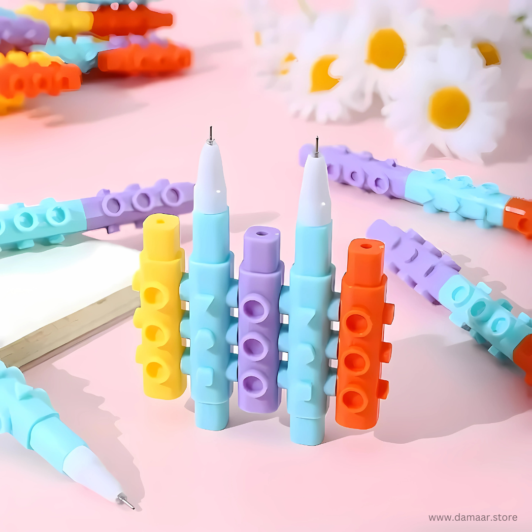 Puzzle Block Pen | Blue Ink | Gel Pen | Available in set of 4