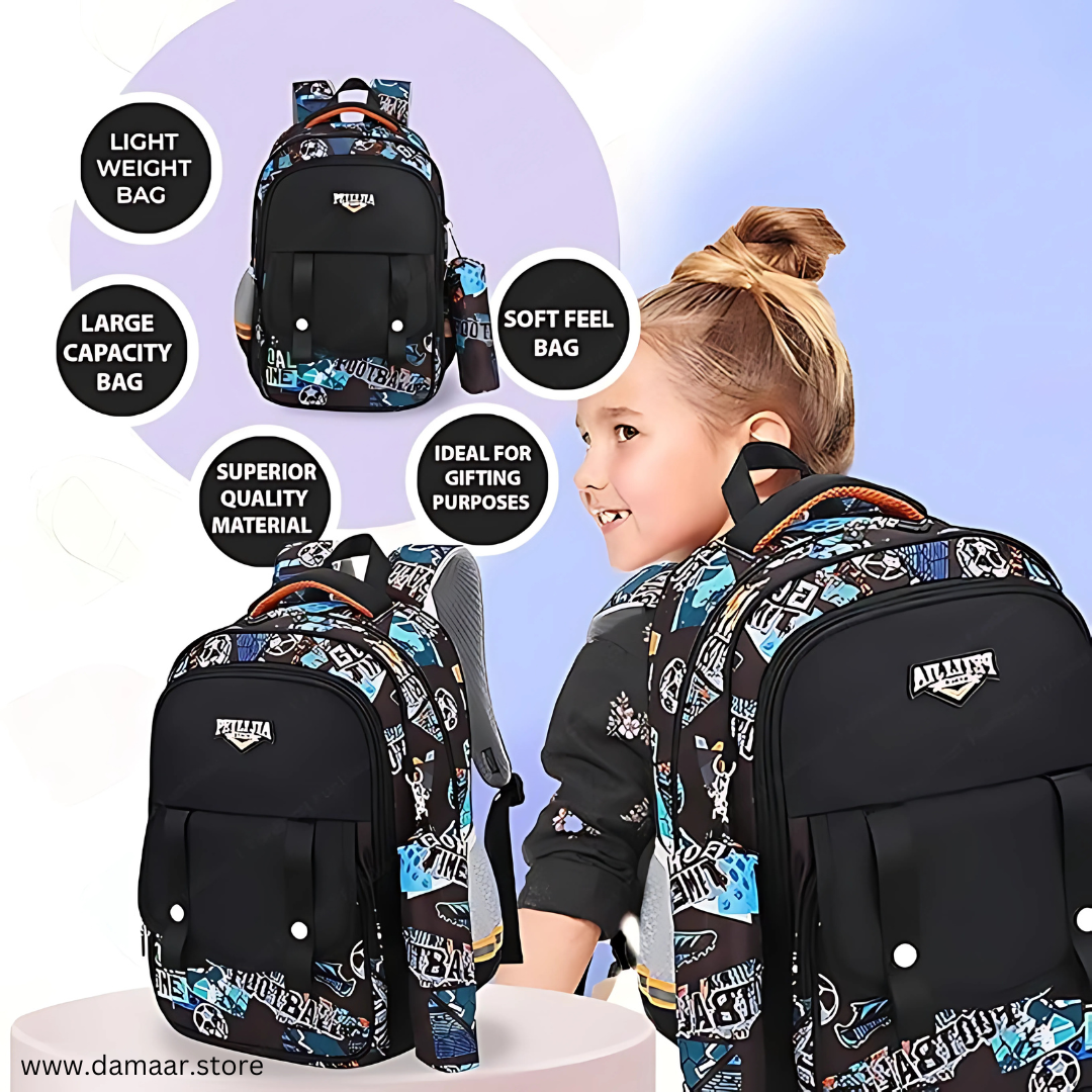 Shine Football Print Bag | Large Capacity | Soft Feel | Lightweight School Bag