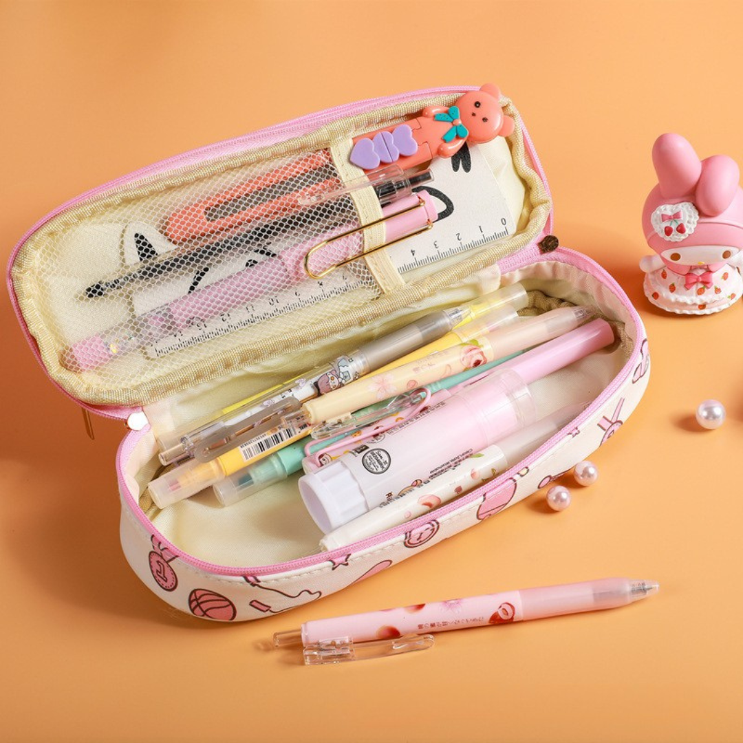Pretty Pouch | Large Capacity | Cute Stationery Organiser | For Girls, Teens and Students
