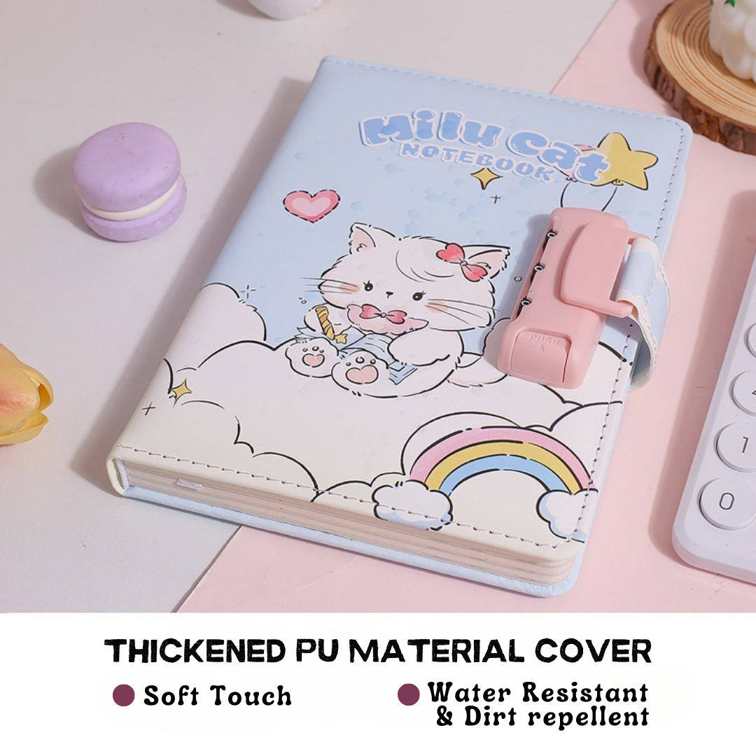 Cute Milu Notebook Diary | Password Lock | High Quality Smooth and Thick Paper | Beautifully Designed | Water Resistant