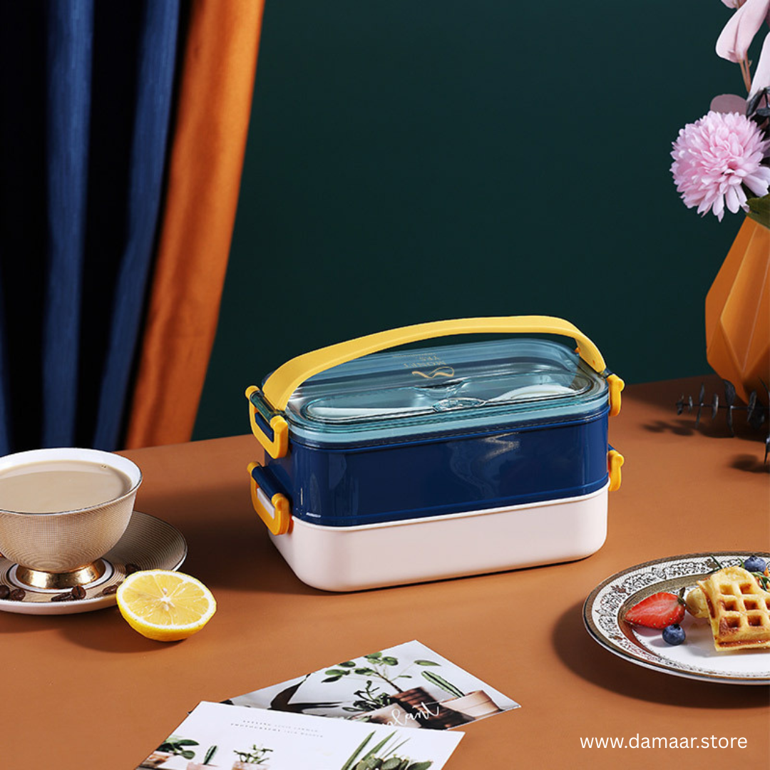 Double Delight Lunch Box | Premium Stainless Steel | Spacious | Easy Carry | Food Grade | Beautiful Colours