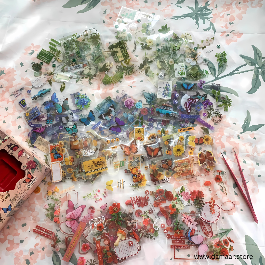 Vintage and Nature Style Sticker Collection | 100 sheets and 640 patterns