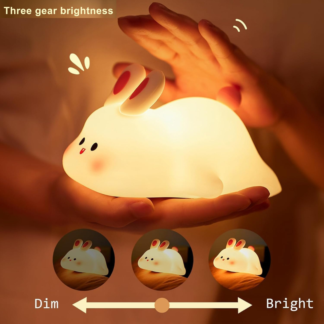 Bunny Rabbit Lamp | Soft Silicone | 3 Level Adjustable Brightness | Soft & Cuddly Feel | USB-C Rechargeable