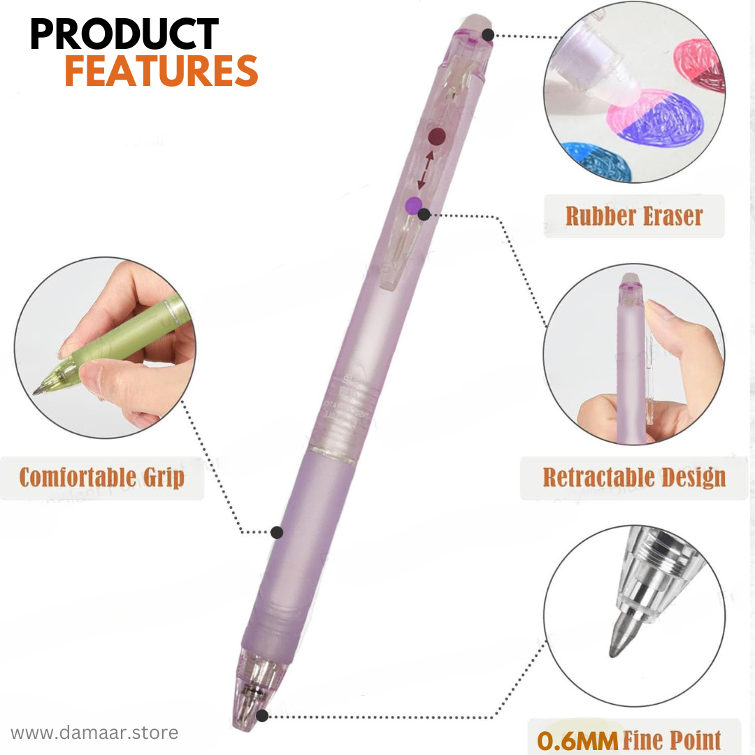 Colour Transformation Pen | Erasable Gel Pen | Pack of 6 Colours | Smooth Gel Pen