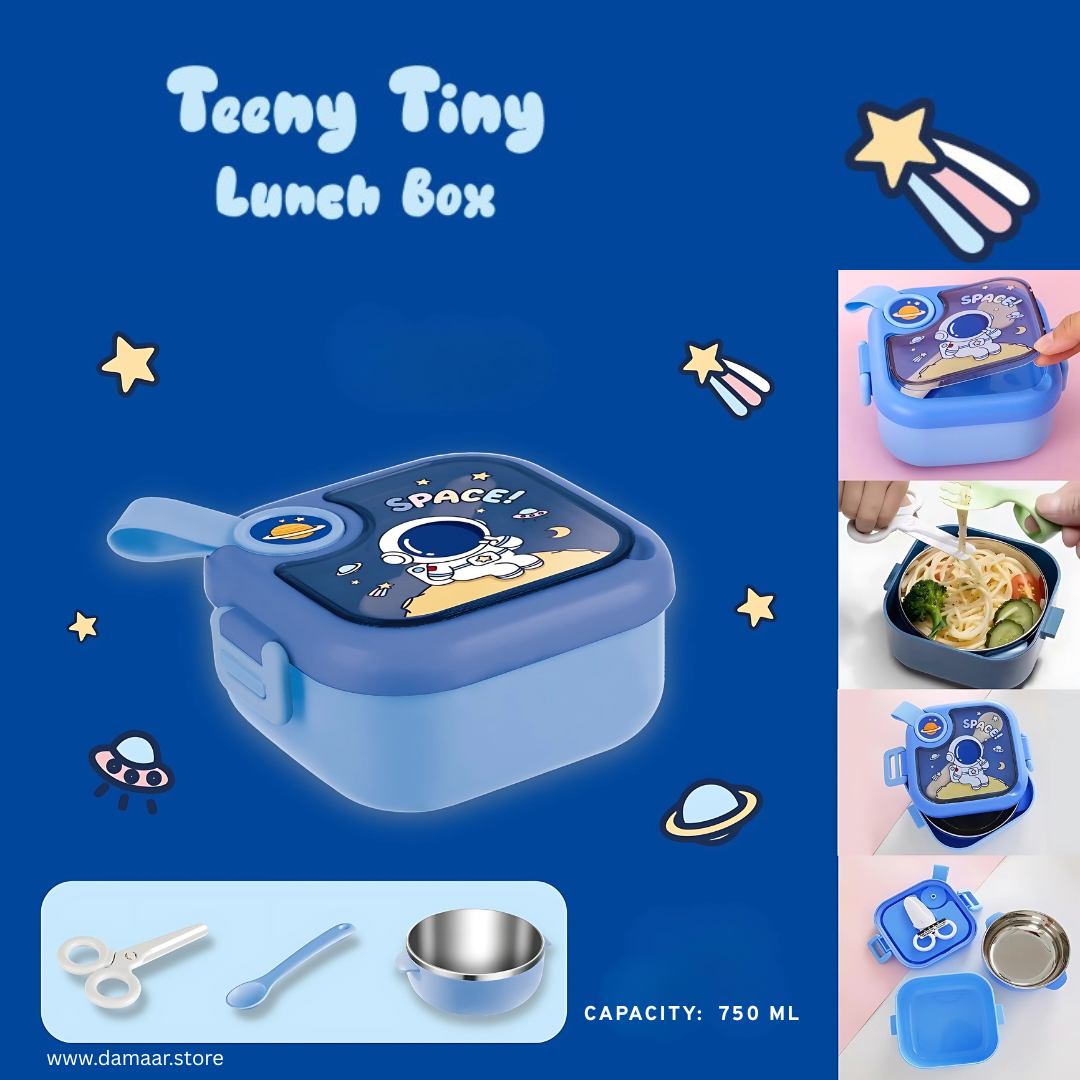 Teeny Tiny Lunch Box | Premium Stainless Steel | With Scissor and Spoon | Food Grade