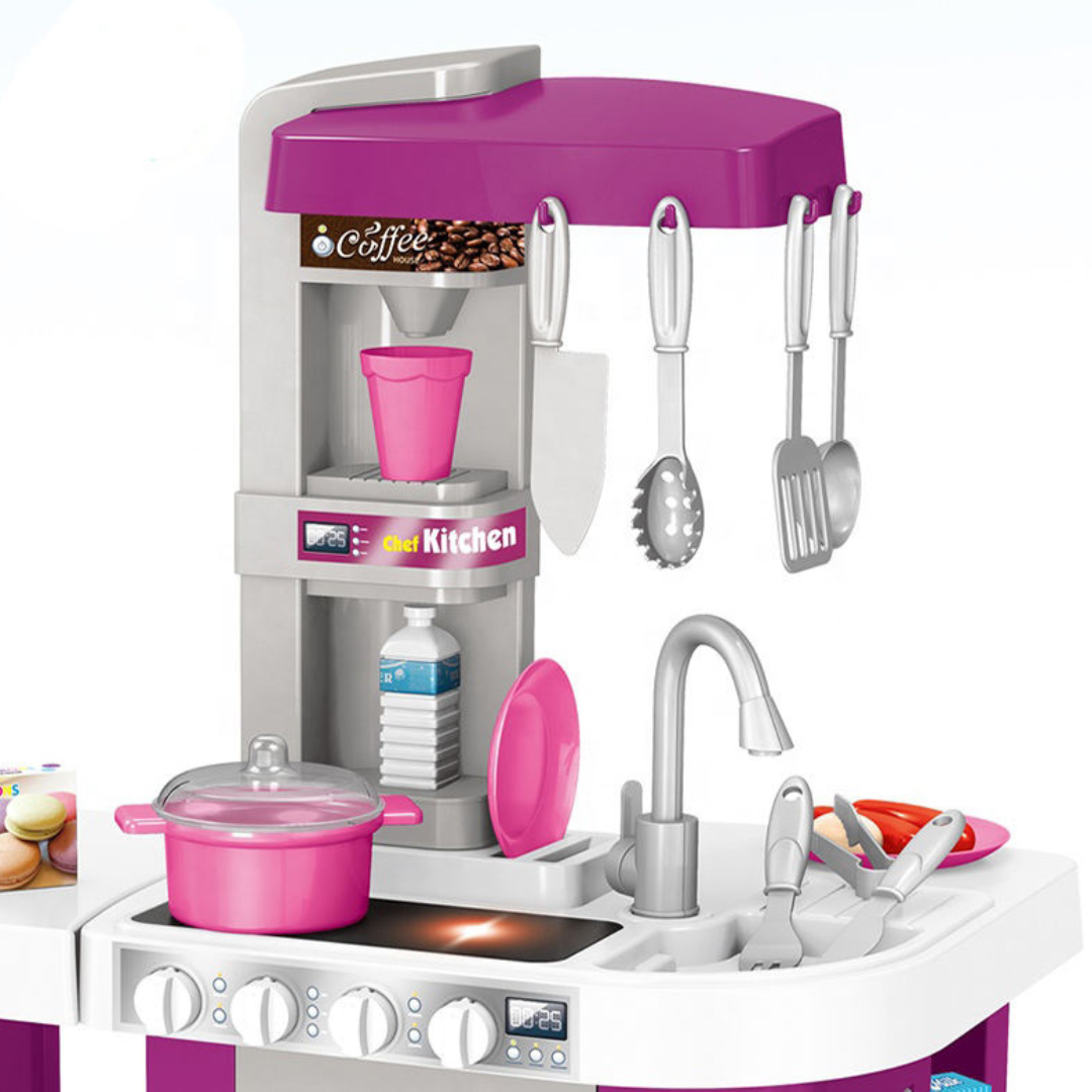 Little Chef Kitchen Play Set | With Light and Music | Wide Storage | Attractive Tableware | Kids Aged 3+