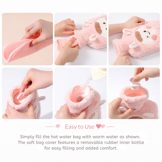 Cute MimiCare Hot Water Bag | 1000ml Reusable Bag | Soothing Relief | Compact and Travel Friendly Design