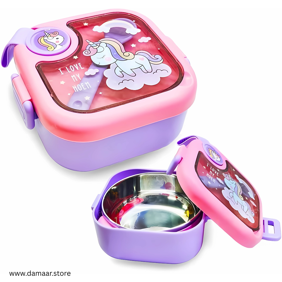 Teeny Tiny Lunch Box | Premium Stainless Steel | With Scissor and Spoon | Food Grade