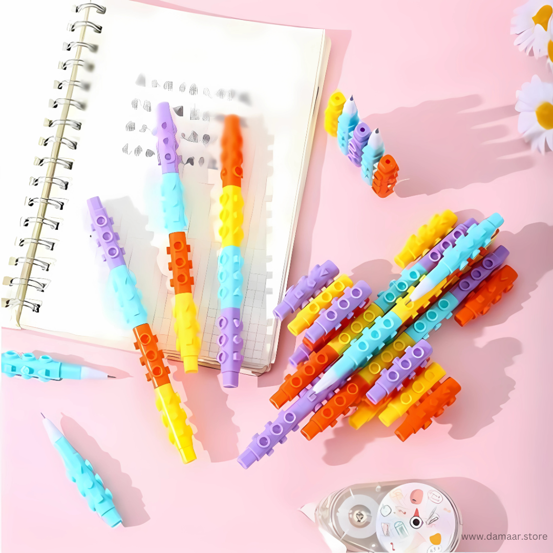 Puzzle Block Pen | Blue Ink | Gel Pen | Available in set of 4