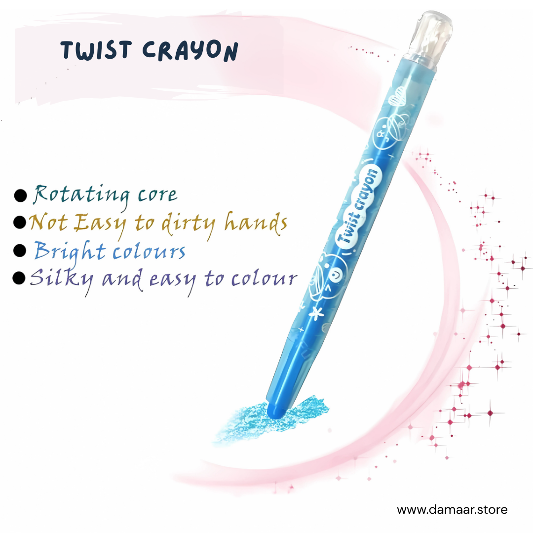 Twist Crayon Colours | Rotating Core | Bright colours | Complimentary Sketch Book
