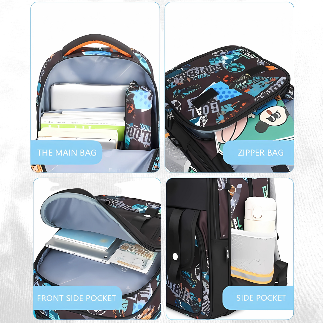 Shine Football Print Bag | Large Capacity | Soft Feel | Lightweight School Bag