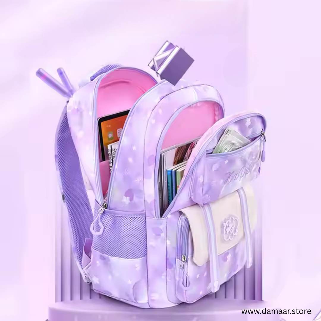 Happy Backpack | Large Size | Multiple Storage | Spacious | Light weight | Stylish and Fashion | For Girls