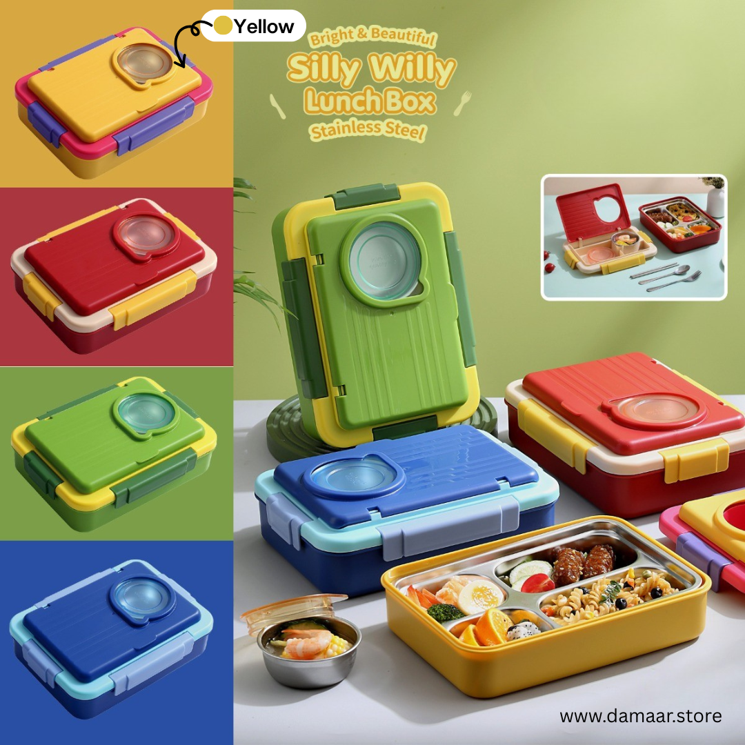 Silly Willy Lunch Box | Large Tiffin | Stainless Steel | Food Grade | Bright and Beautiful | Stylish