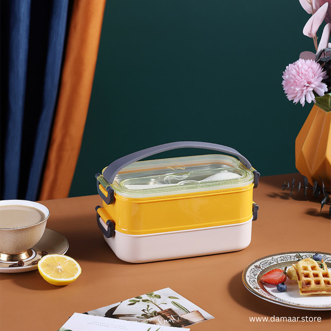 Double Delight Lunch Box | Premium Stainless Steel | Spacious | Easy Carry | Food Grade | Beautiful Colours