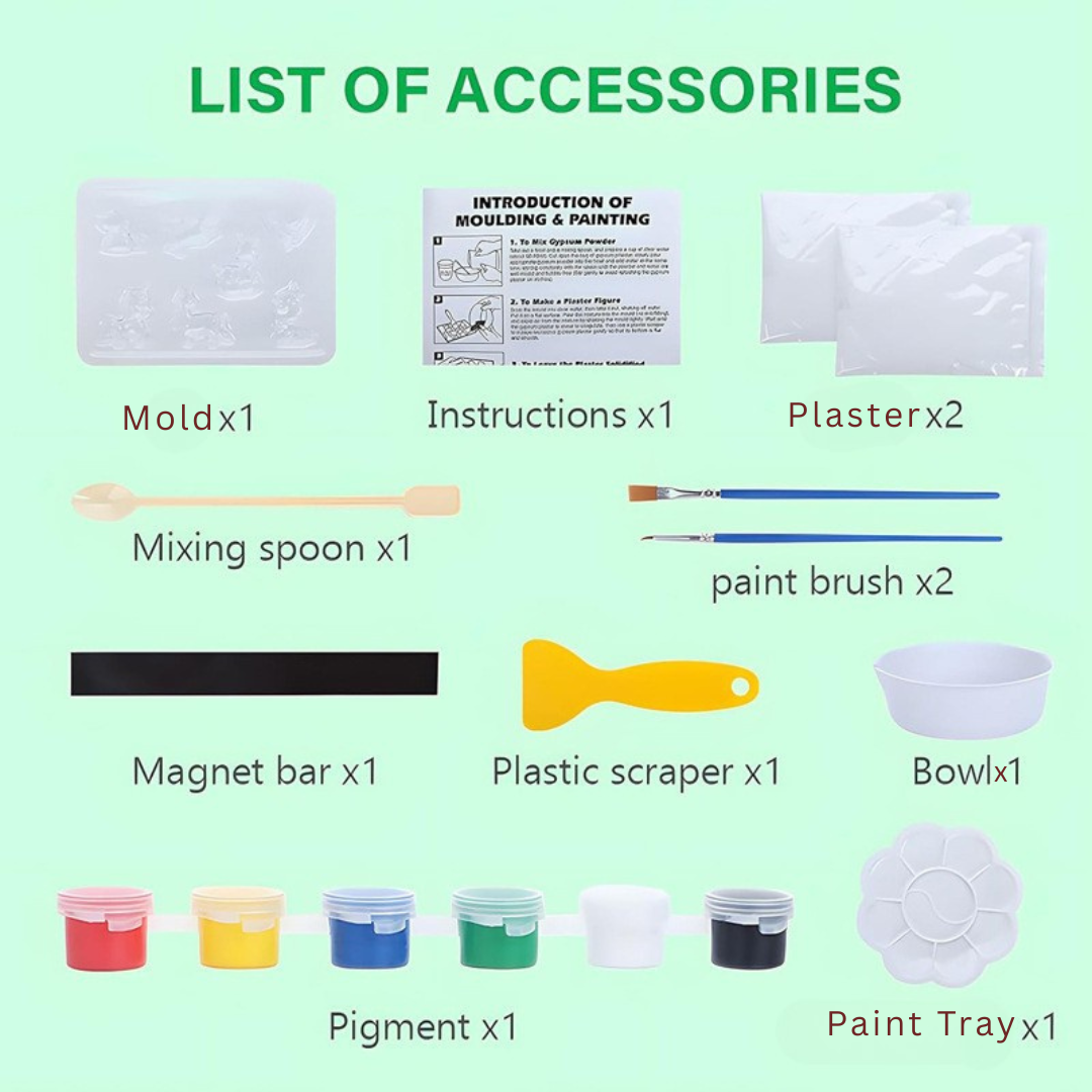 Mould and Paint Plaster DIY Toys | Decorative Fridge Magnet Sticker | Paint, Play & Decorate | 6+ Years Kids