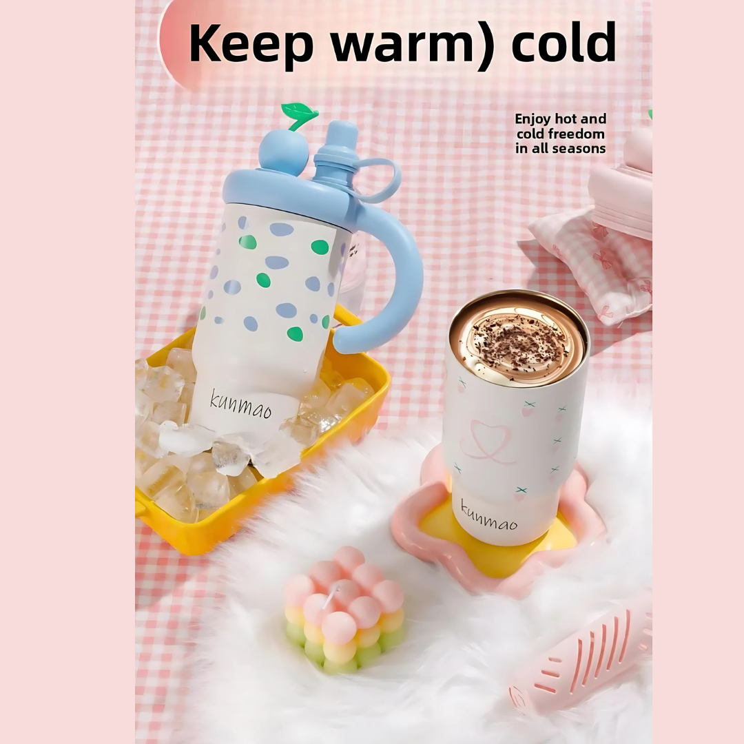 Trendy Fruitipop Tumbler | Hot and Cold Freedom | 800 ML Capacity | Leak Proof | Double Drinking Design