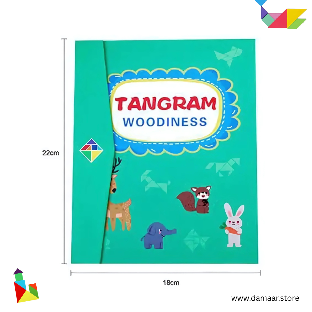 Magnetic Tangram Woodiness | Educational Puzzle | Brain Booster | Geometry Thinking | Child 3 years & Above | Random Colour