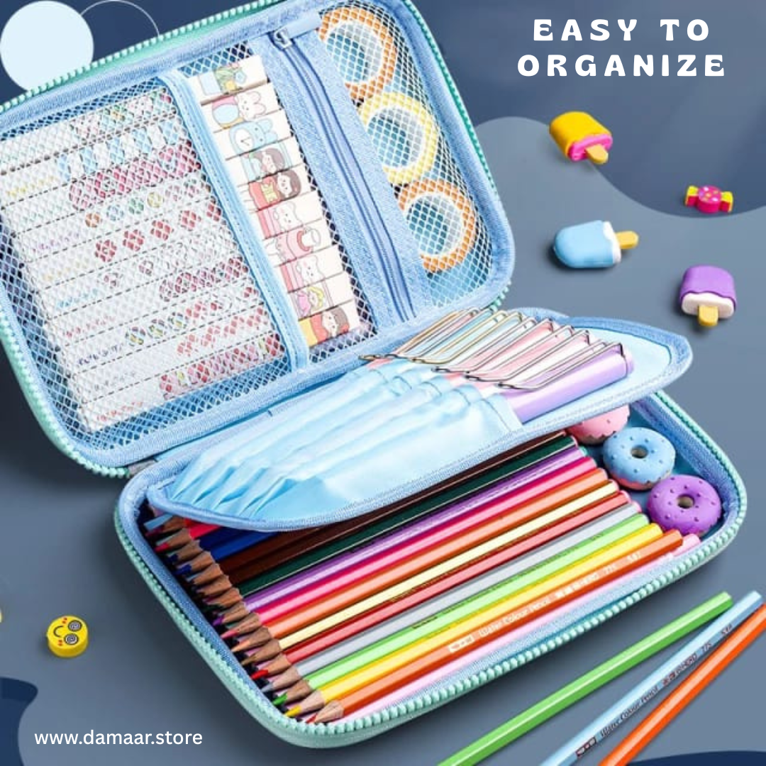 3D Pencilcase | Multi Compartment | Large Storage | Easy to Organise | Water Resistant | 3D Embossed | Stylish