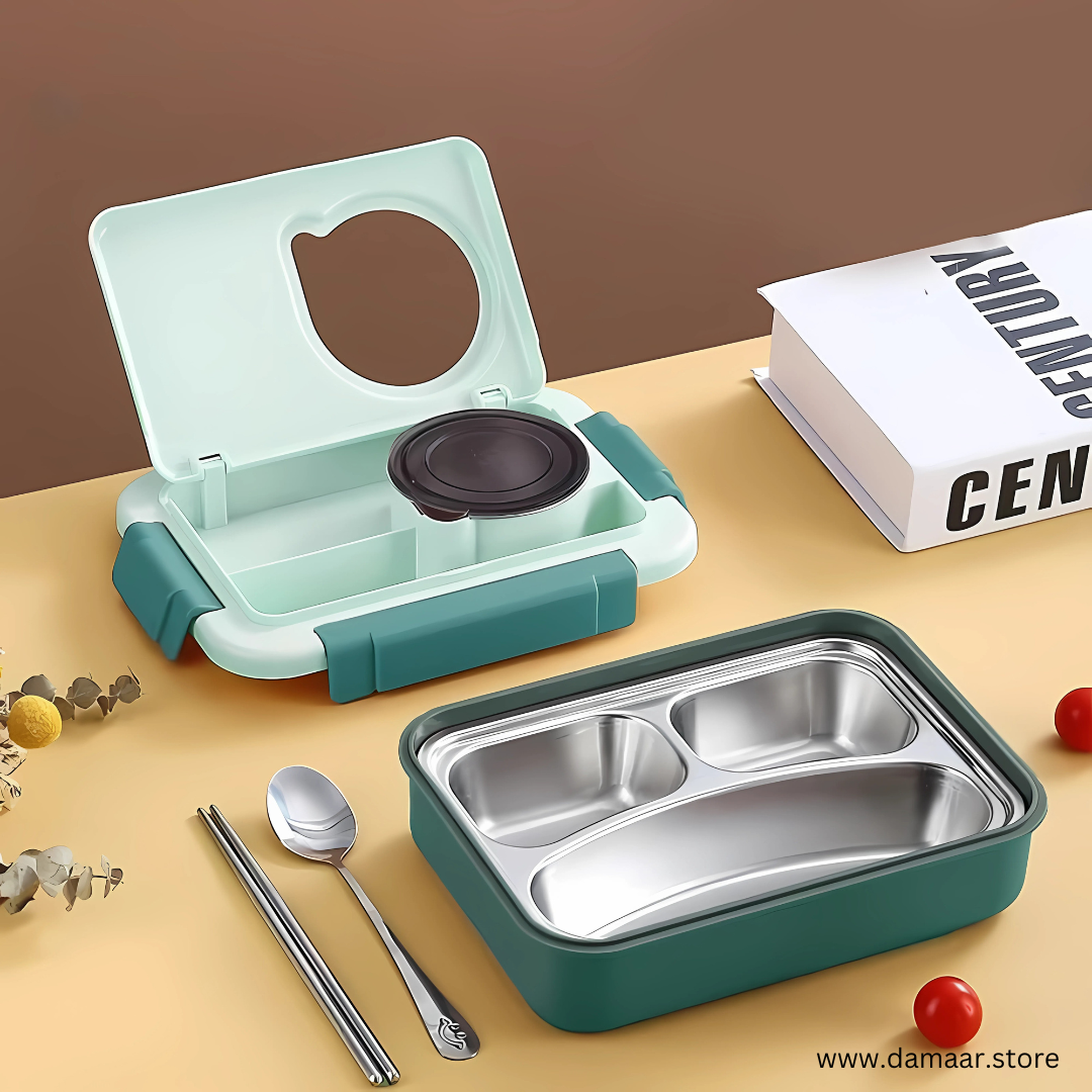 Double Treat Lunch Box | High-Grade Stainless Steel | Leak-Proof