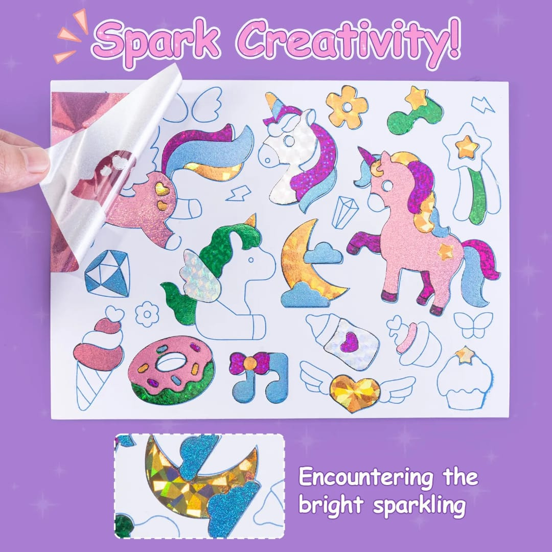 Sparkling Foil Art | Craft Activity | Spark Creativity | 100+ Stickers, 60 Colourful Sheets and More | Gift Box | Kids Ages 4+
