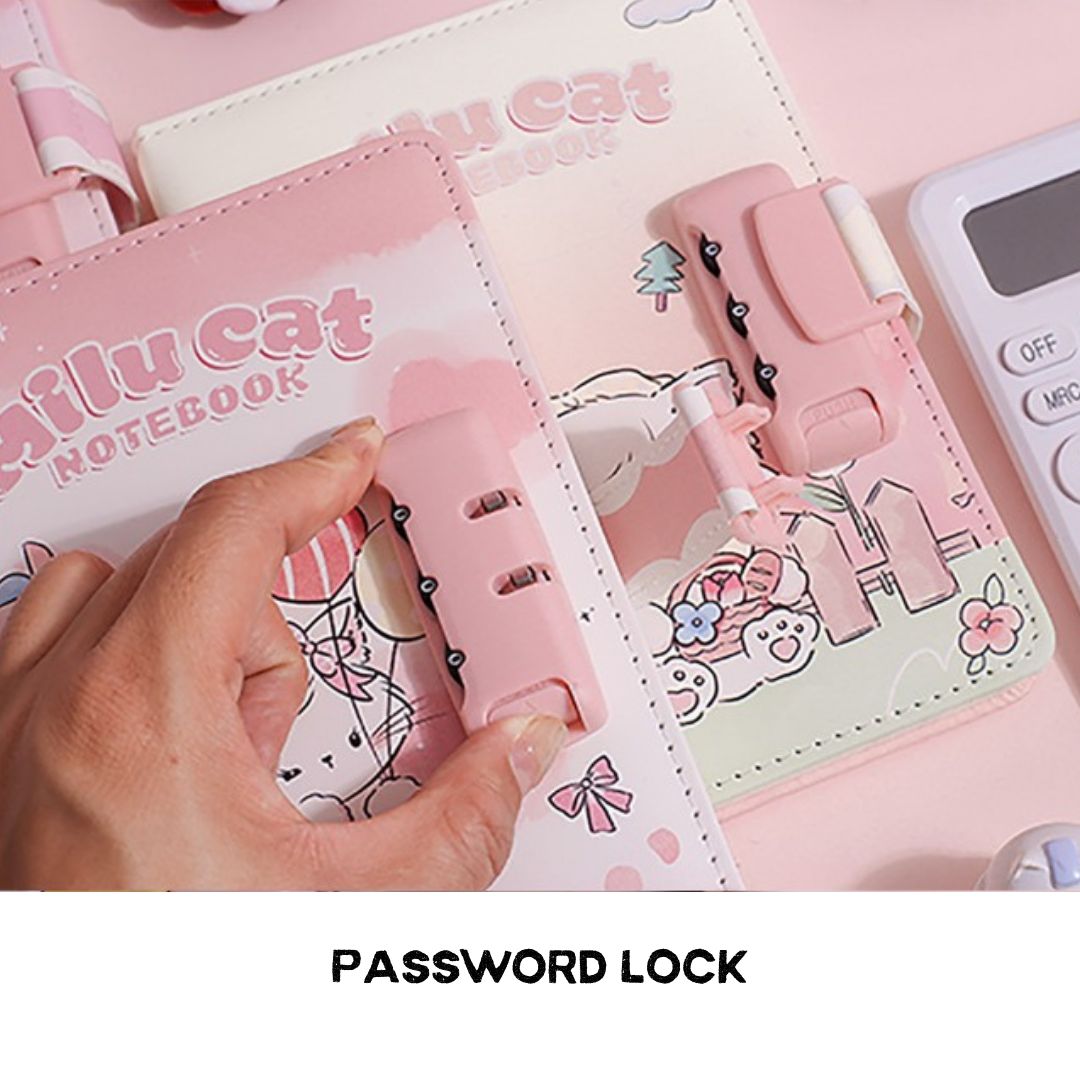 Cute Milu Notebook Diary | Password Lock | High Quality Smooth and Thick Paper | Beautifully Designed | Water Resistant