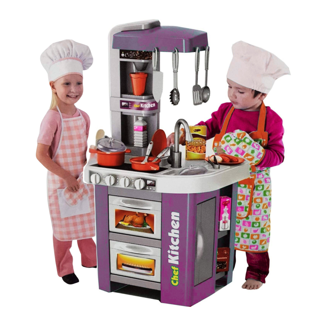 Little Chef Kitchen Play Set | With Light and Music | Wide Storage | Attractive Tableware | Kids Aged 3+