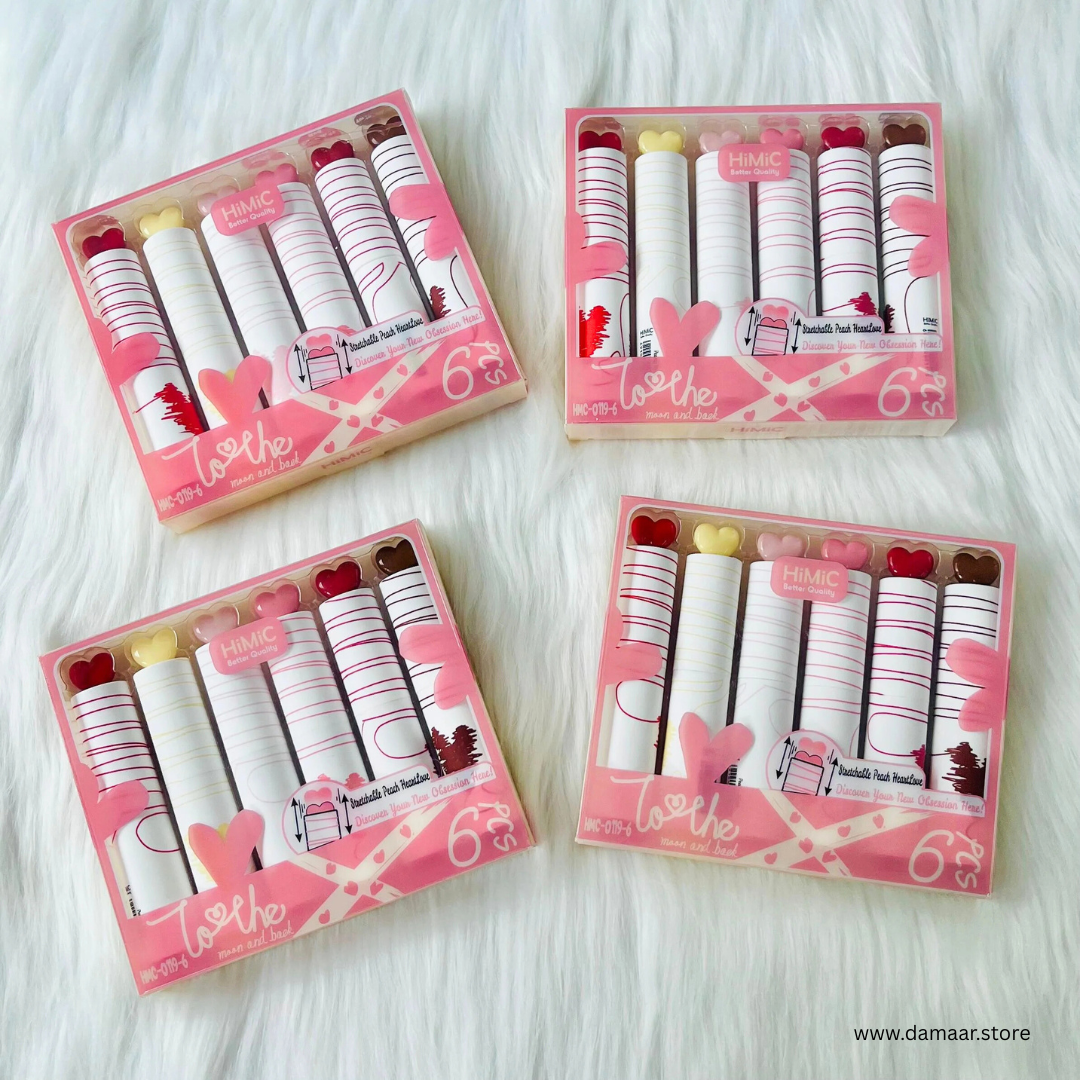 Peachy Heart Highlighter | Extendable Cute Heart Shape | Pack of 6 Pastel Aesthetic Colours