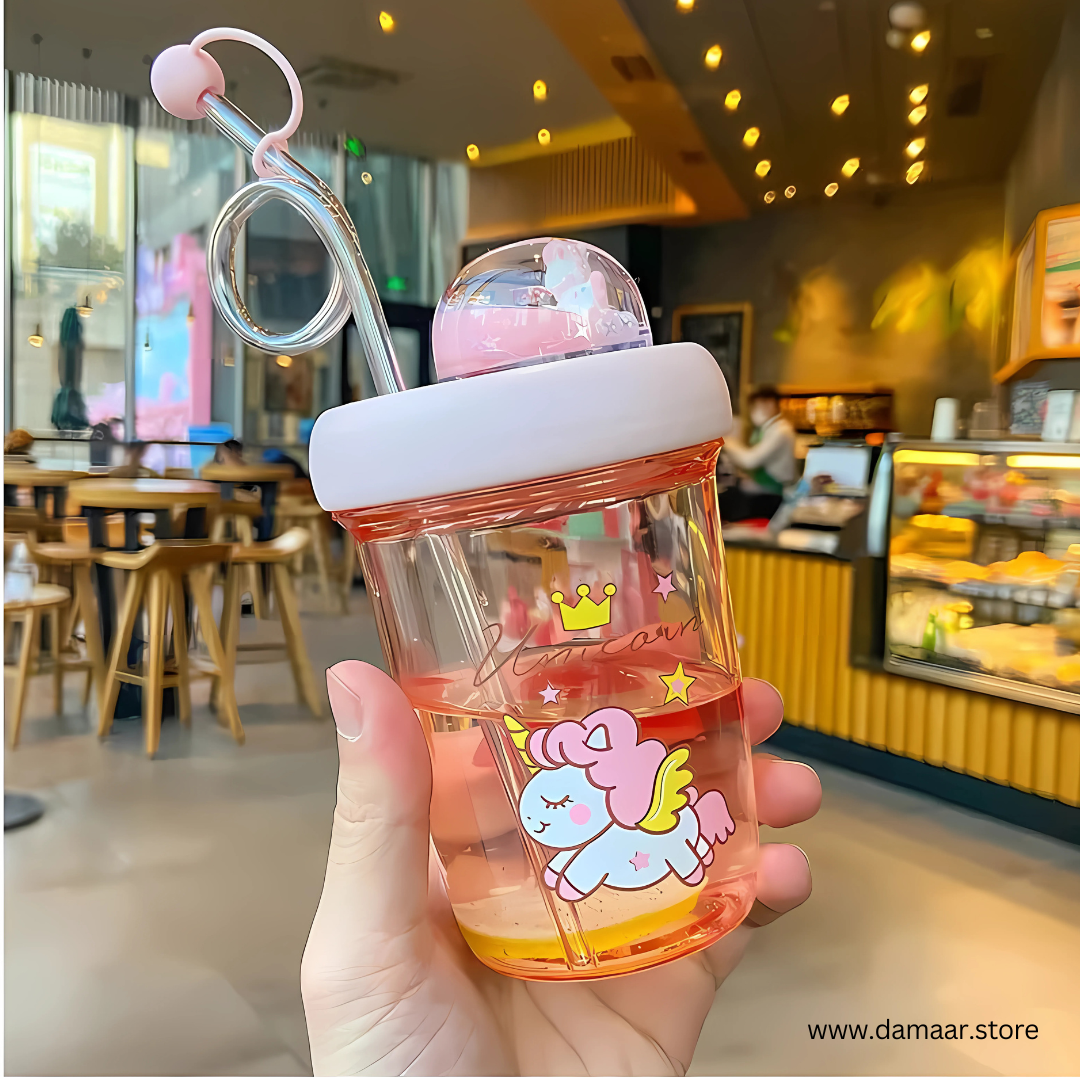 Spinning Bottle | Super Cute | 390 ML Capacity | Stylish Spiral Straw ๐ฅค