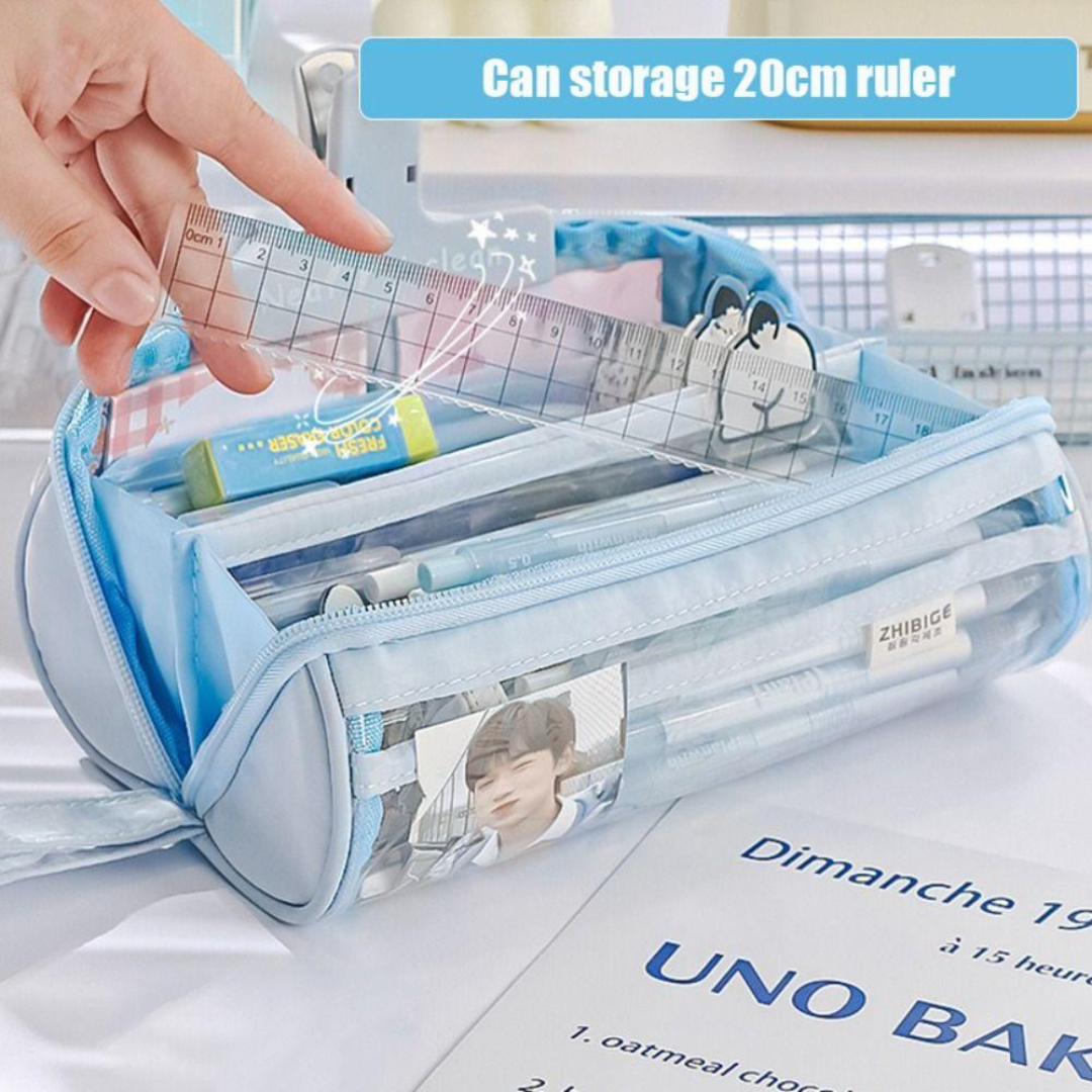 Cylindrical Pencil Case | Multiple Compartments | Stationery Organizer | Large Capacity