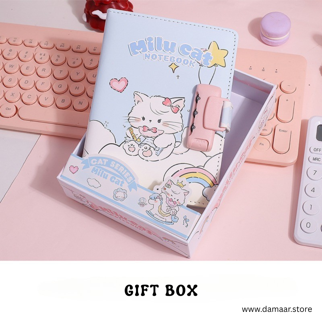 Cute Milu Notebook Diary | Password Lock | High Quality Smooth and Thick Paper | Beautifully Designed | Water Resistant