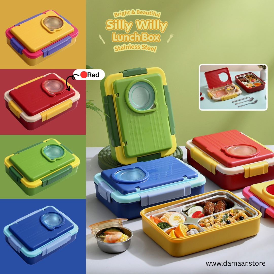 Silly Willy Lunch Box | Large Tiffin | Stainless Steel | Food Grade | Bright and Beautiful | Stylish