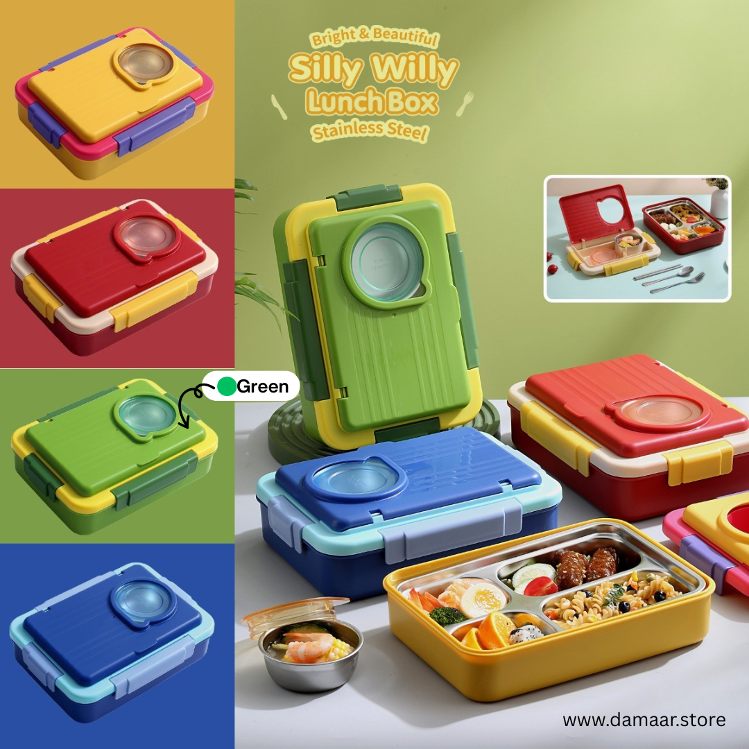 Silly Willy Lunch Box | Large Tiffin | Stainless Steel | Food Grade | Bright and Beautiful | Stylish