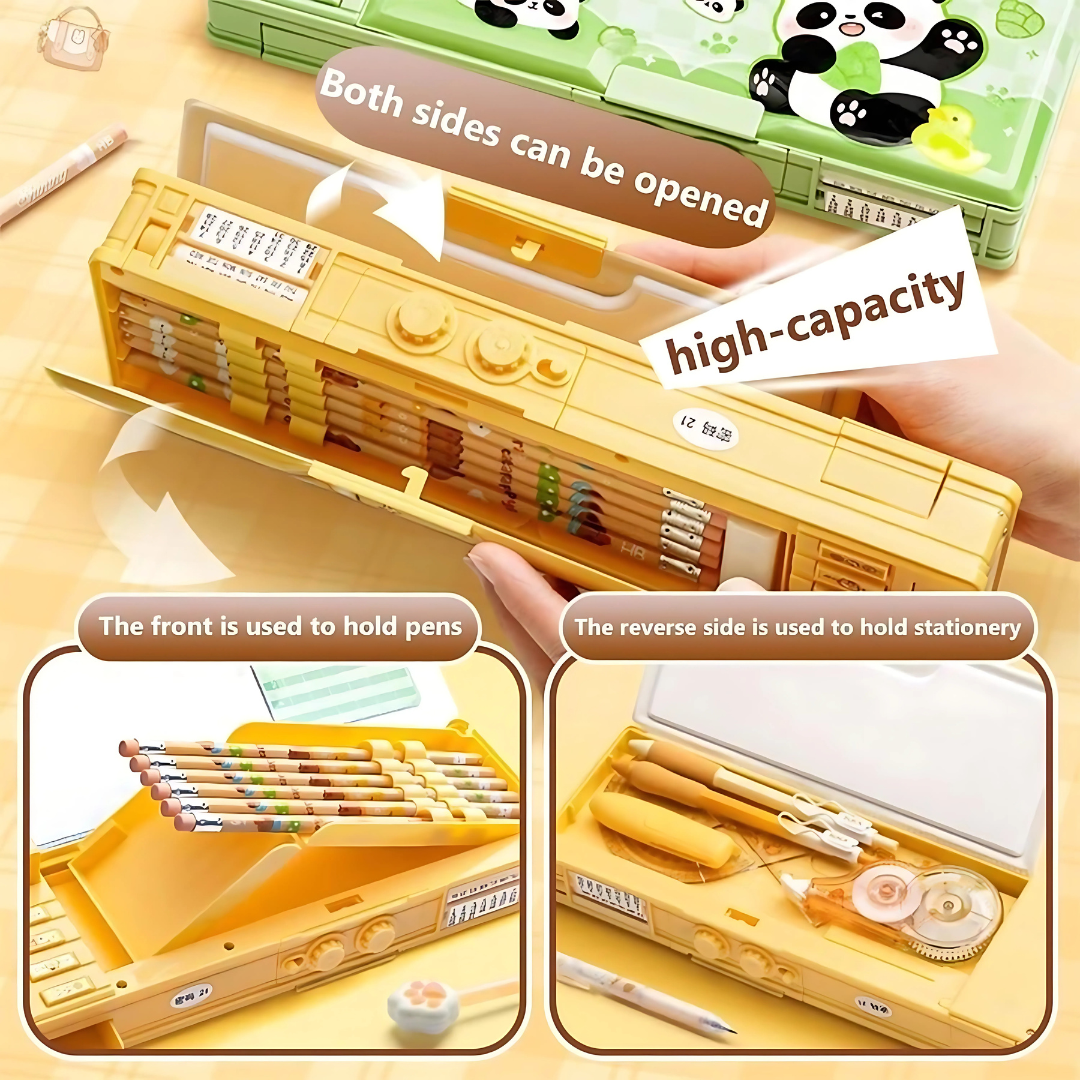 MultiFunctional Magnetic Pencil Box | Dual Side Compartment | Large Capacity for Pencil and Stationery | Ideal for Kids Aged 7+