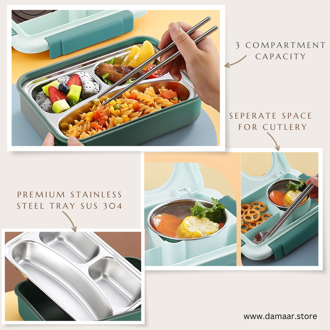 Double Treat Lunch Box | High-Grade Stainless Steel | Leak-Proof