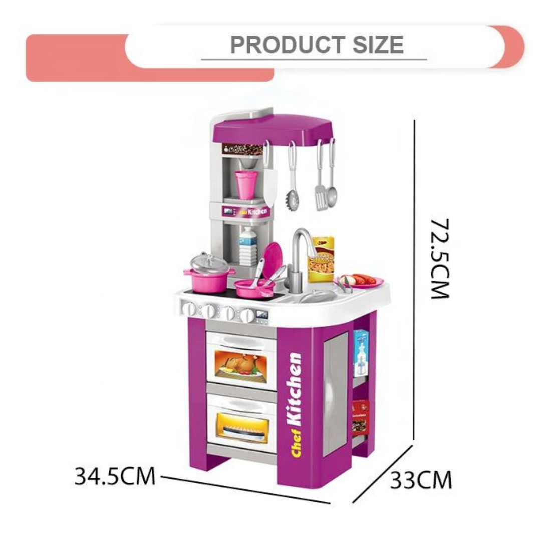 Little Chef Kitchen Play Set | With Light and Music | Wide Storage | Attractive Tableware | Kids Aged 3+