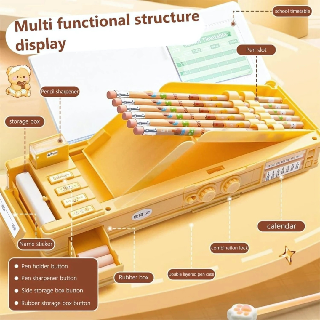 MultiFunctional Magnetic Pencil Box | Dual Side Compartment | Large Capacity for Pencil and Stationery | Ideal for Kids Aged 7+