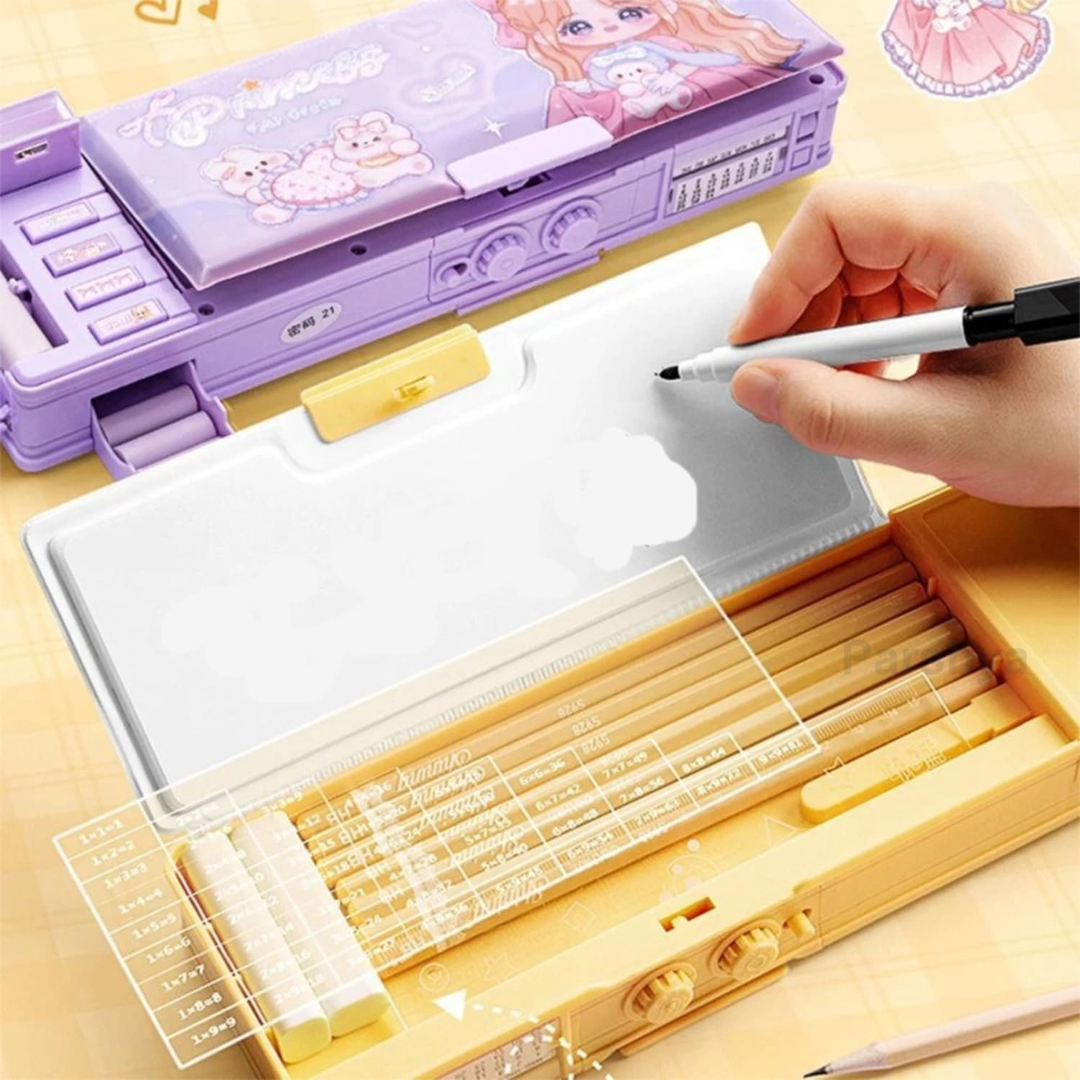 MultiFunctional Magnetic Pencil Box | Dual Side Compartment | Large Capacity for Pencil and Stationery | Ideal for Kids Aged 7+