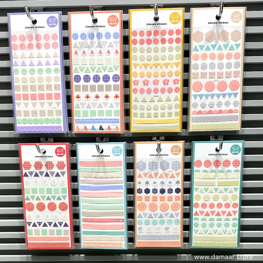 Artistic Stickers | 8 Sheets Pack | 350+ pcs Stickers | Multi-Colour | Art & Craft