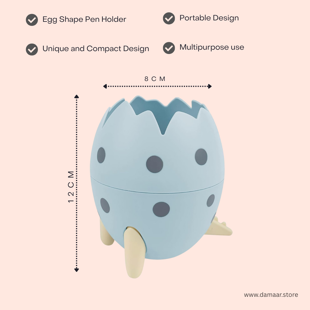 Dino Egg Pen Holder | Stationery and Makeup Organiser | Unique and Portable | Cute Design | Multipurpose Use