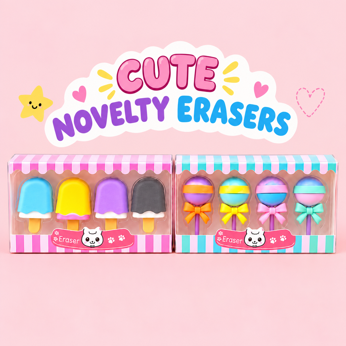 Ice Cream - Desert Erasers | Soft Eraser | Attractive Colours | Gift Pack | Set of 2 packs