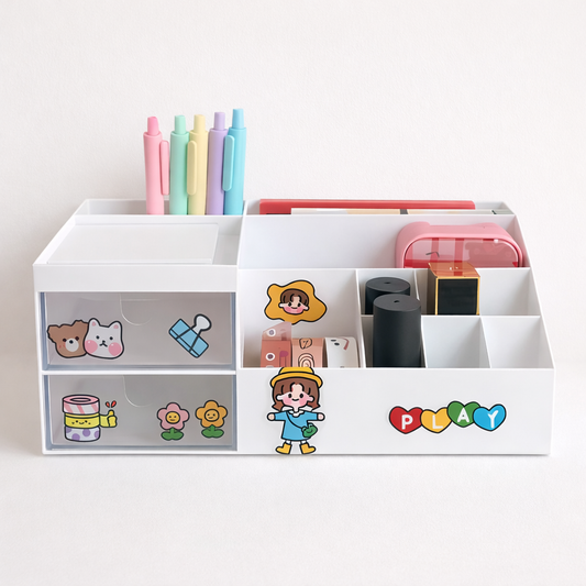Sleek Desk Organizer | Multipurpose Storage Box | Save Space | Home or Office Use