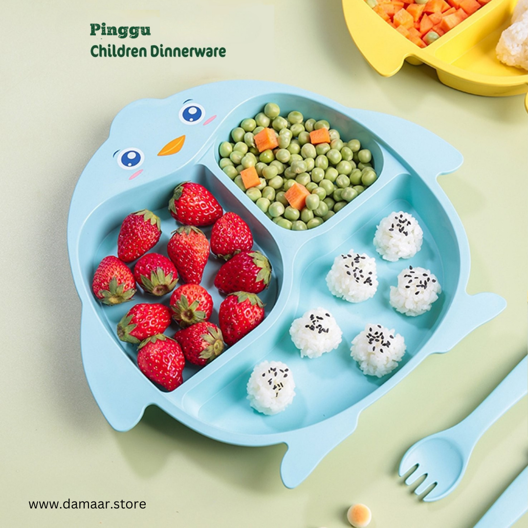 Pinggu Kids Plate | Bamboo Fiber Material | Anti-bacterial & Safe | Random Colour