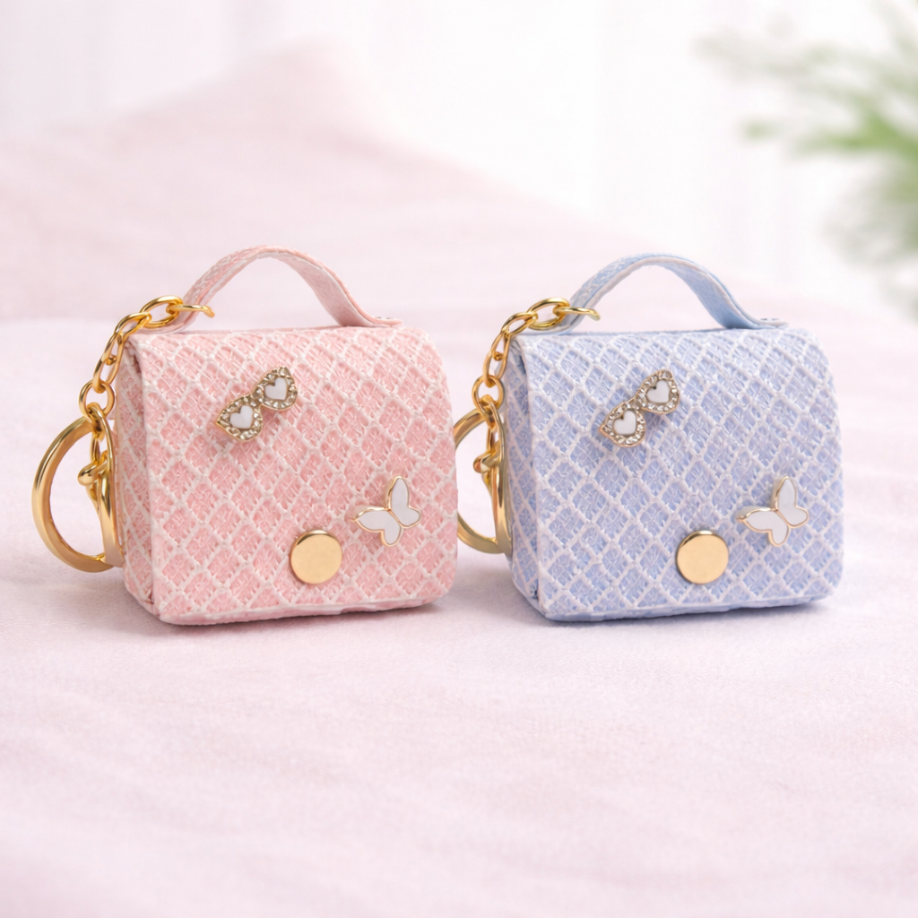 Quilt Style Mini Pouch | Key Chain | Stylish & Compact | Set of 2 Pouch | Attractive Design