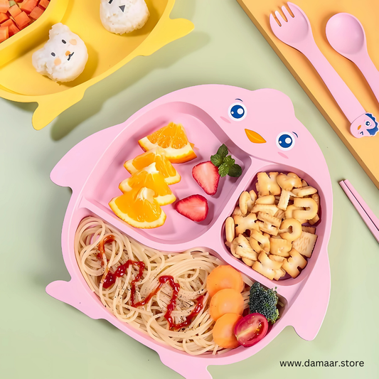 Pinggu Kids Plate | Bamboo Fiber Material | Anti-bacterial & Safe | Random Colour