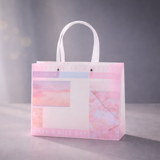 Romantic Tote Gift Bag | Set of 4 Tote Gift Bags | Colourful | Clear PVC Bag | Premium Look