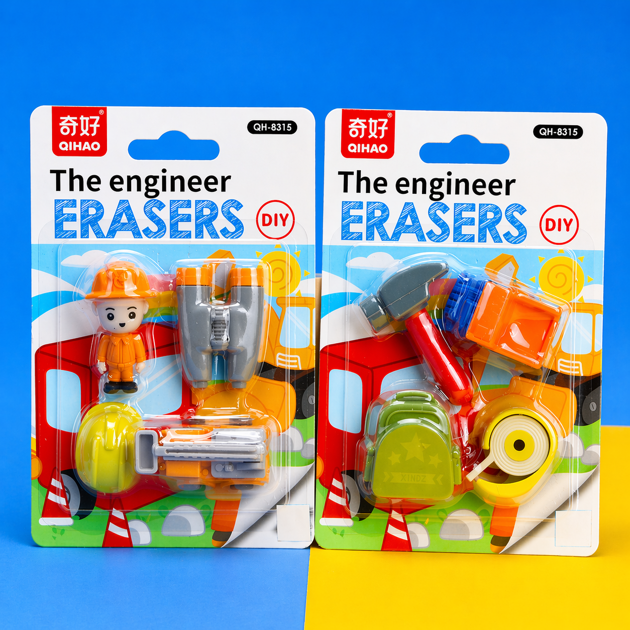 Engineer Theme Eraser Set | Smooth Eraser | Attractive and Fun | Pack of Two, 8 Erasers | Return Gift