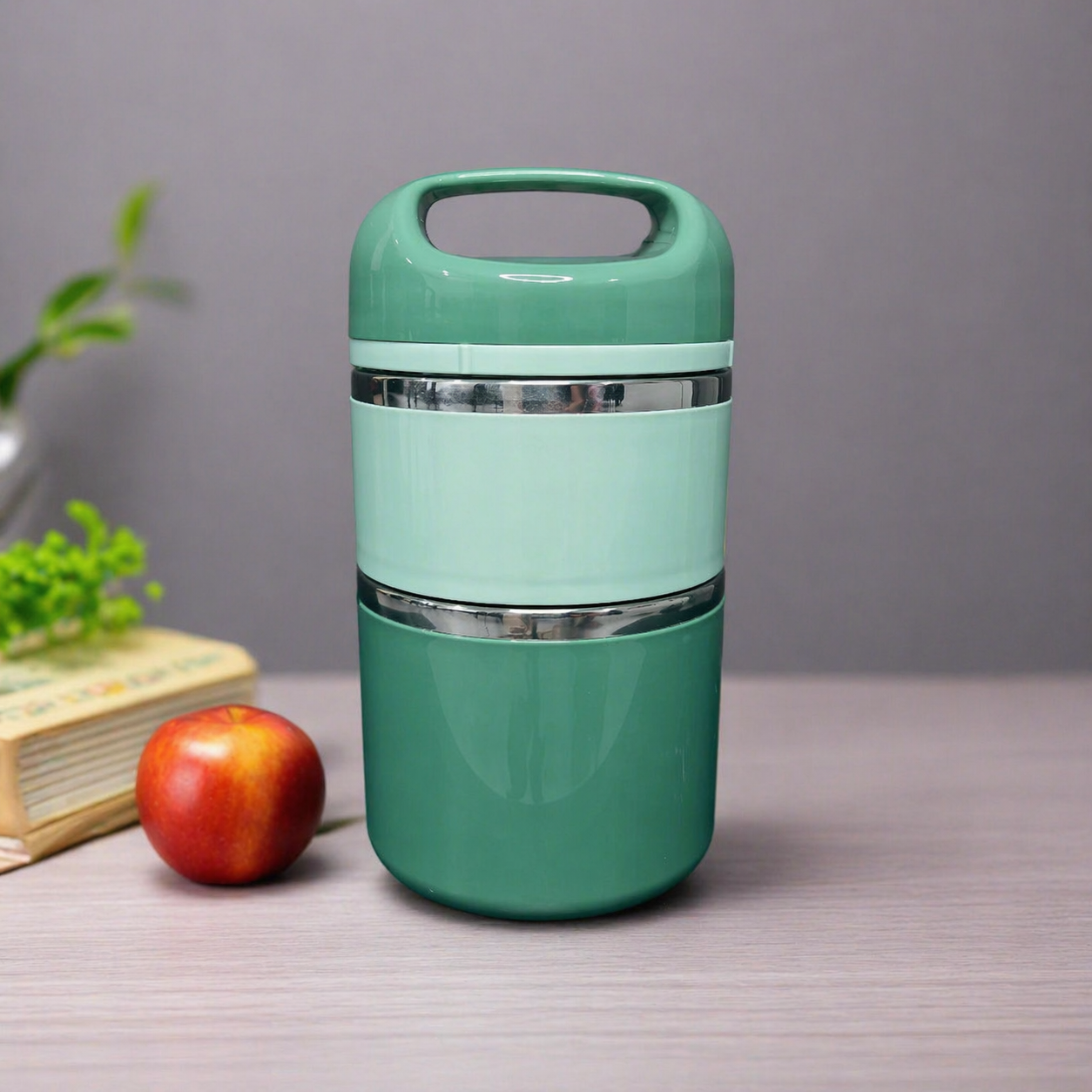 TEDEMEI Two Layers Lunch Box | Large 930 ML Capacity | Stainless Steel Tiffin | Carry Fresh, No Mixing, No Mess